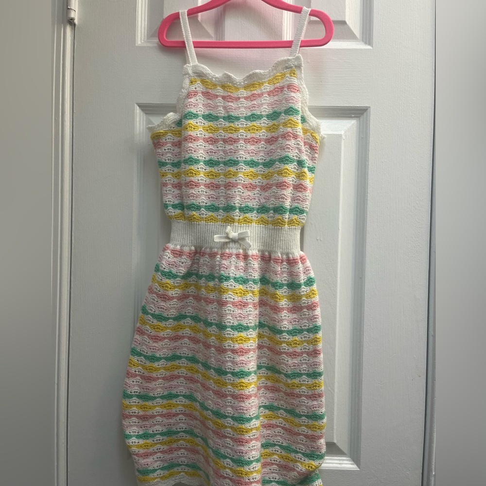 Janie and Jack Multicolor Crocheted Striped Dress